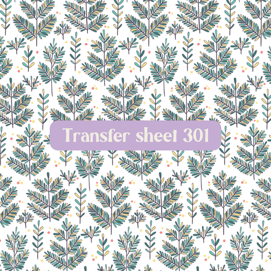 Transfer sheet 301 - Christmas, pine branches, leaves - Transfer paper - CLN Atelier
