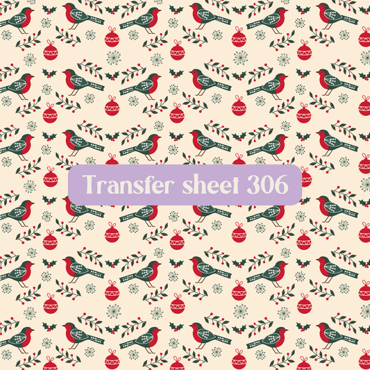 Transfer sheet 306 - Birds, winter, Christmas - Transfer paper - CLN Atelier