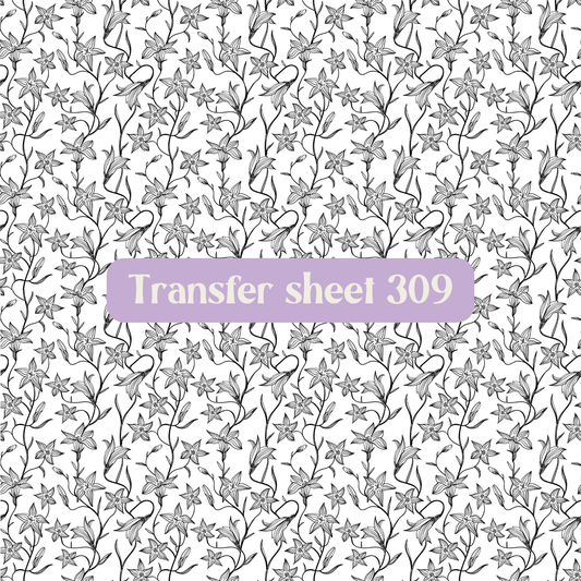 Transfer sheet 309 - Black and white branches, flowers - Transfer paper - CLN Atelier