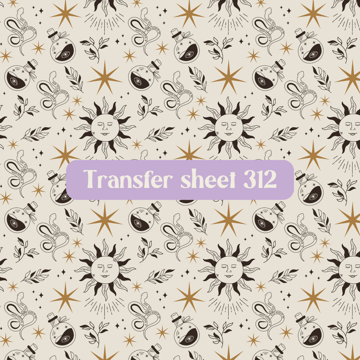 Transfer sheet 312 - Celestial, sun, moon, stars, potion - Transfer paper - CLN Atelier