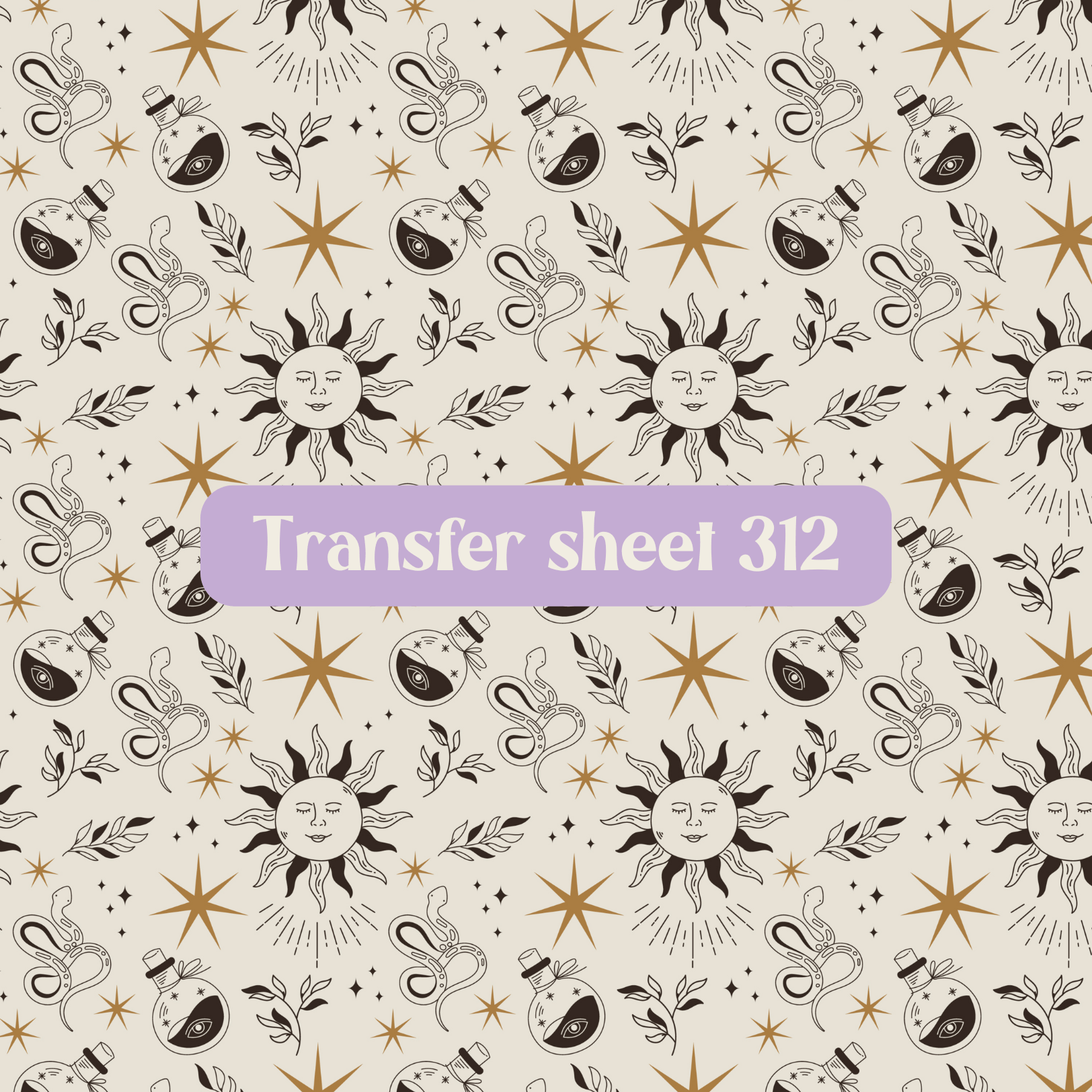 Transfer sheet 312 - Celestial, sun, moon, stars, potion - Transfer paper - CLN Atelier