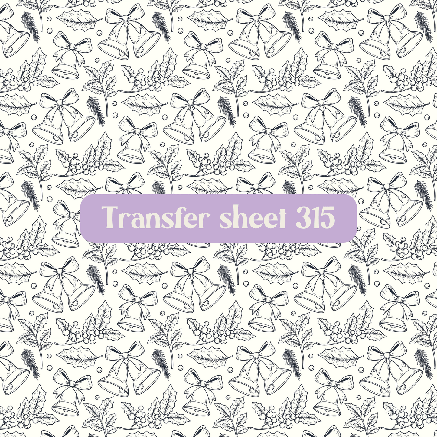 Transfer sheet 315 - Christmas, candy cane, winter, black and white, sketch - Transfer paper - CLN Atelier
