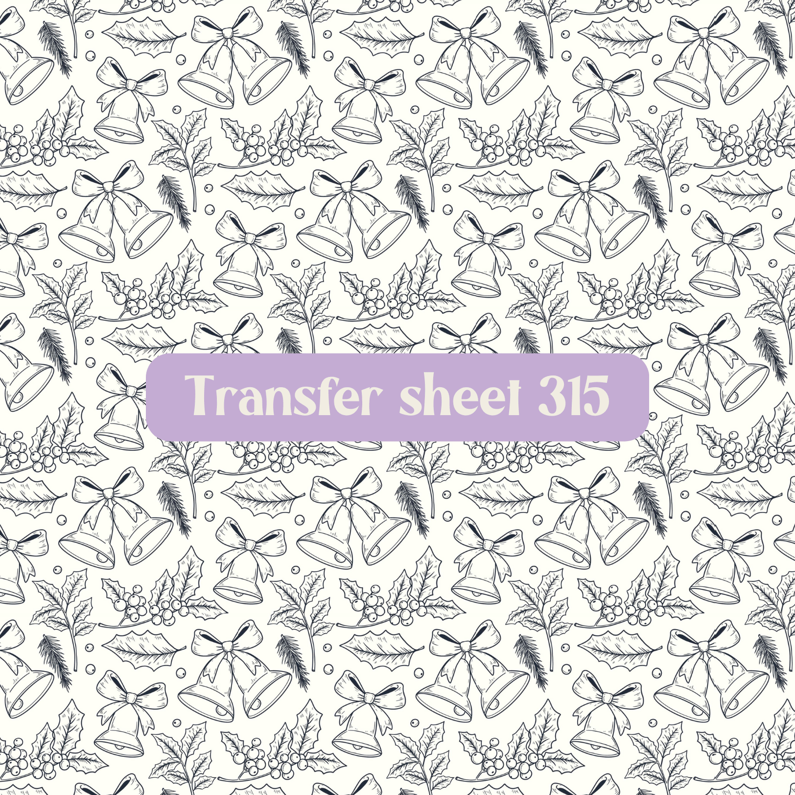Transfer sheet 315 - Christmas, candy cane, winter, black and white, sketch - Transfer paper - CLN Atelier