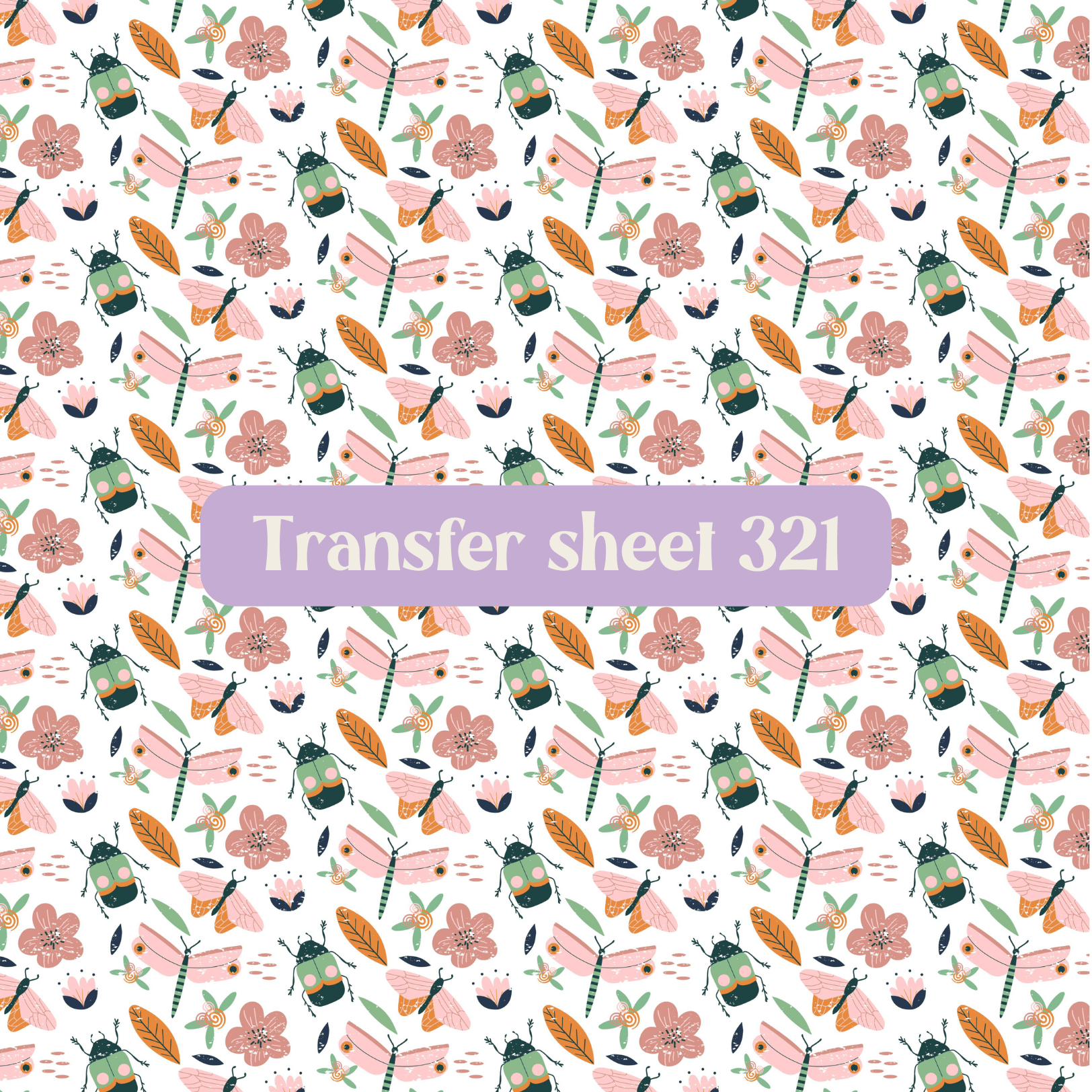 Transfer sheet 321 - Celestial, insects, pink and green - Transfer paper - CLN Atelier