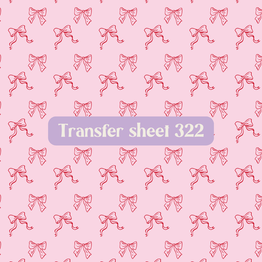 Transfer sheet 322 - Bows, red and pink, cute, coquette - Transfer paper - CLN Atelier