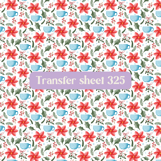 Transfer sheet 325 - Christmas, poinsettia, winter elements - Transfer paper - CLN Atelier