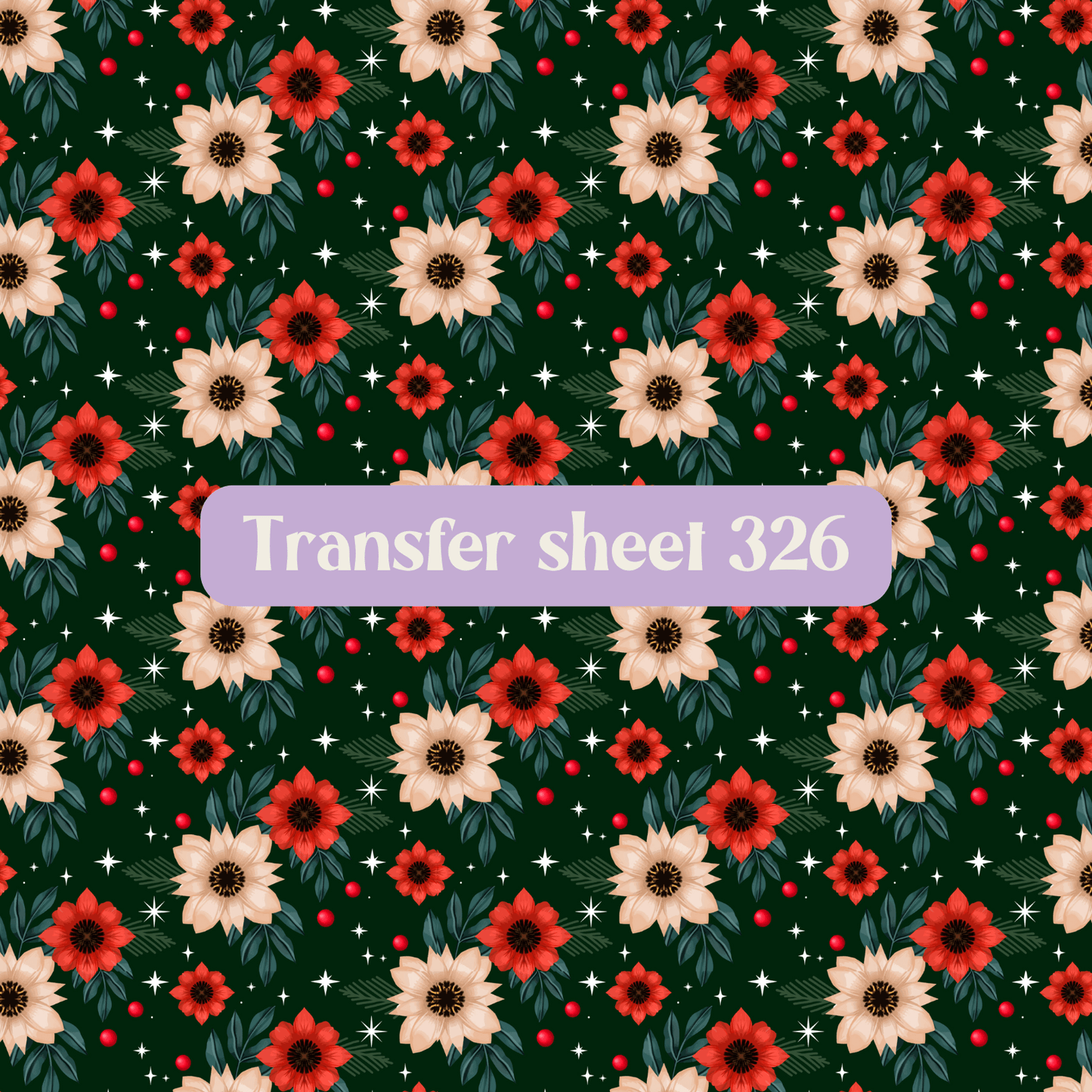 Transfer sheet 326 - Pink and red flowers, black - Transfer paper - CLN Atelier