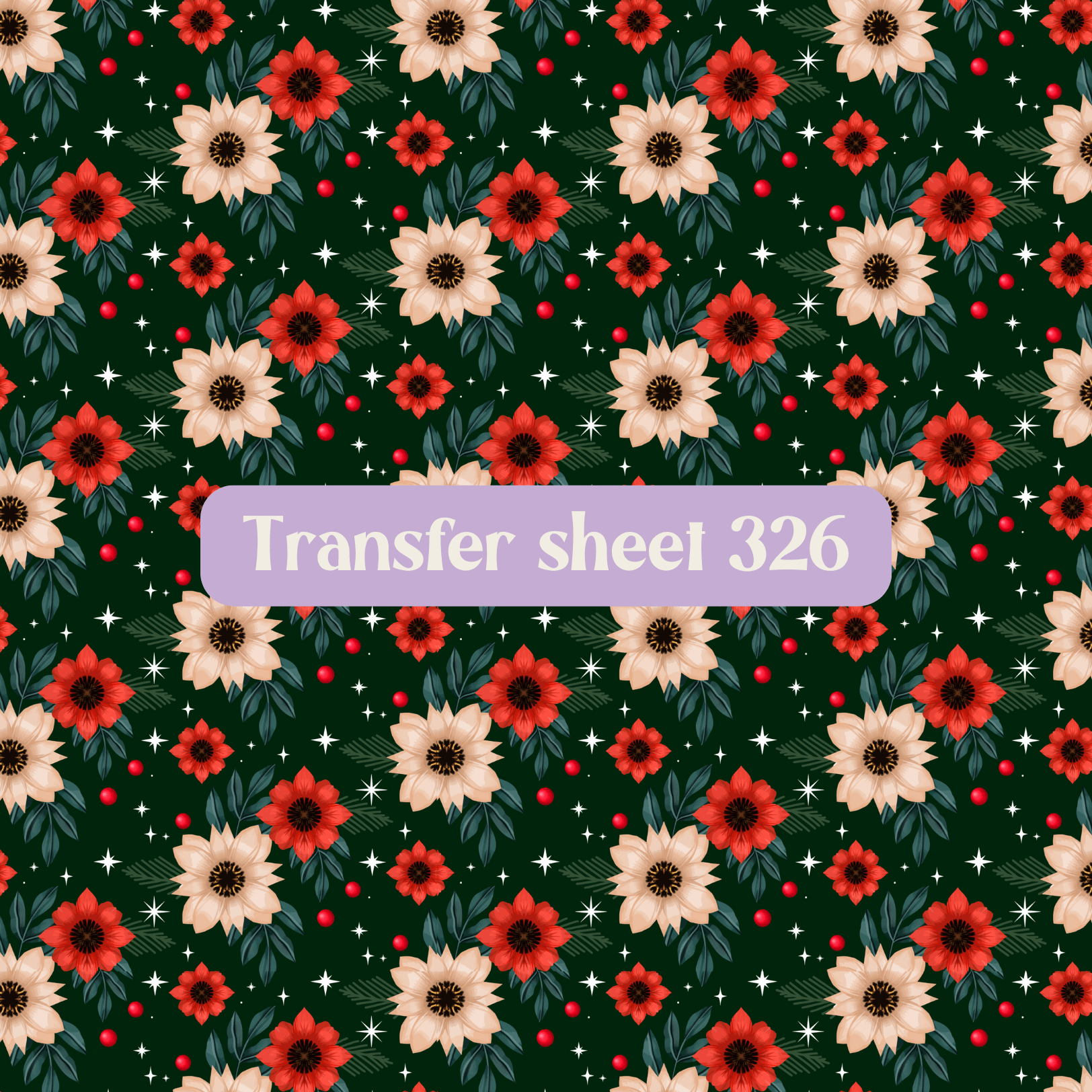 Transfer sheet 326 - Pink and red flowers, black - Transfer paper - CLN Atelier