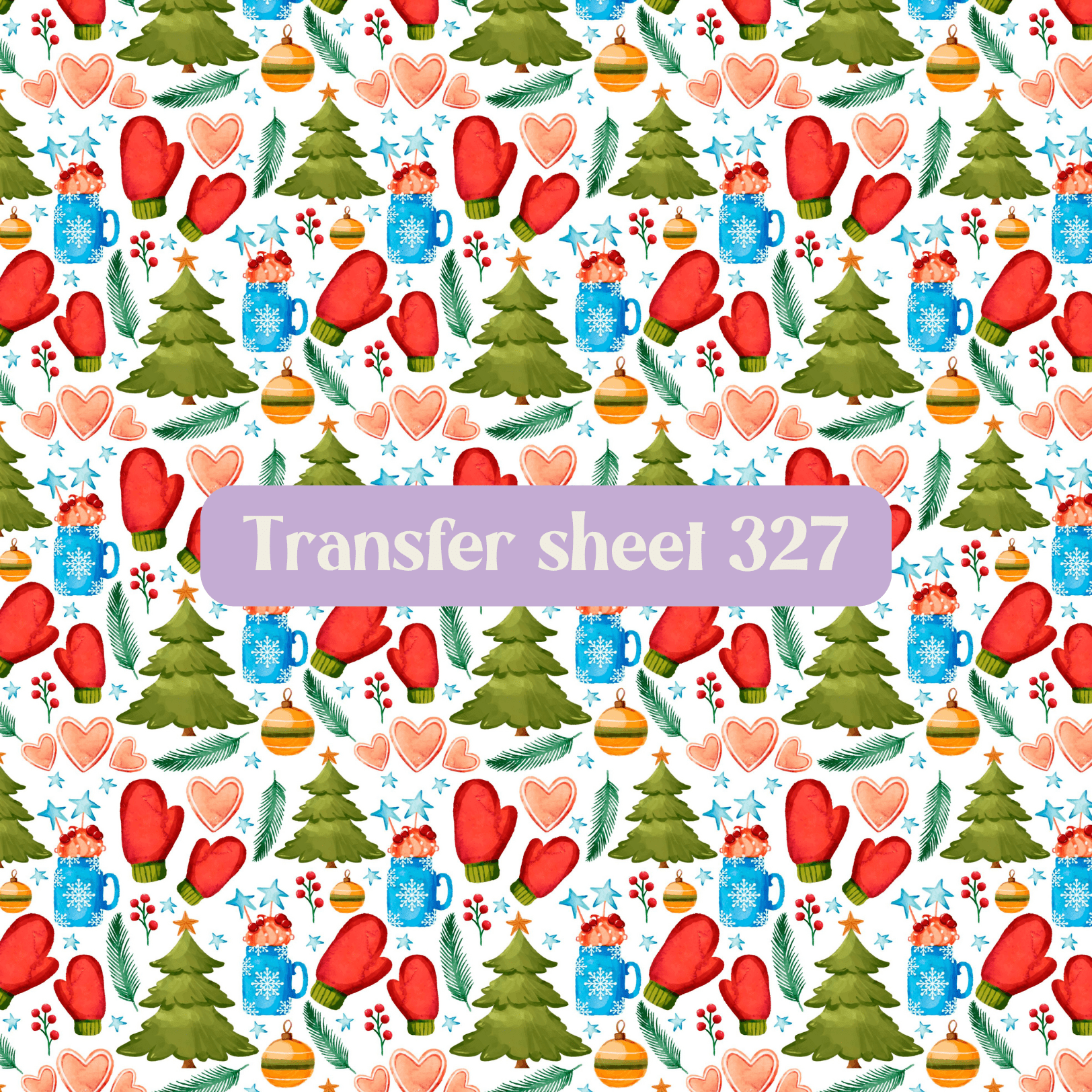 Transfer sheet 327 - Winter elements, Christmas tree, mitten, hot drink - Transfer paper - CLN Atelier