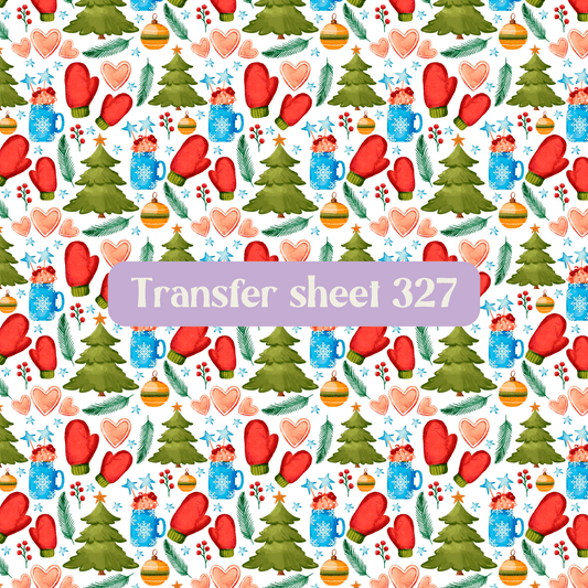 Transfer sheet 327 - Winter elements, Christmas tree, mitten, hot drink - Transfer paper - CLN Atelier