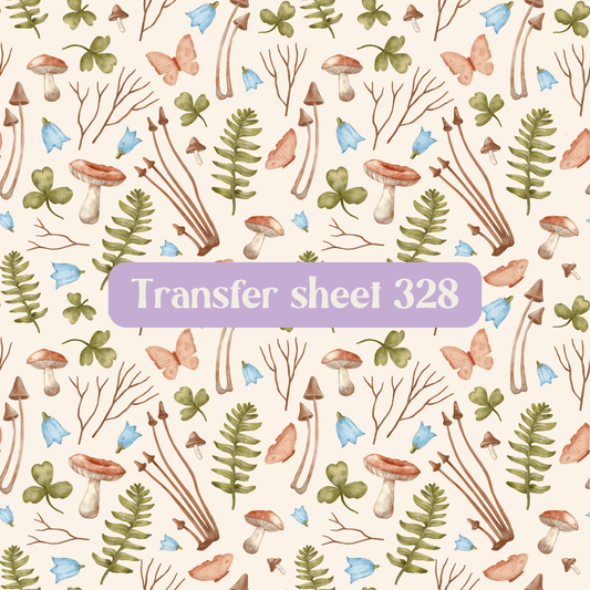 Transfer sheet 328 - Mushroom, branches - Transfer paper - CLN Atelier