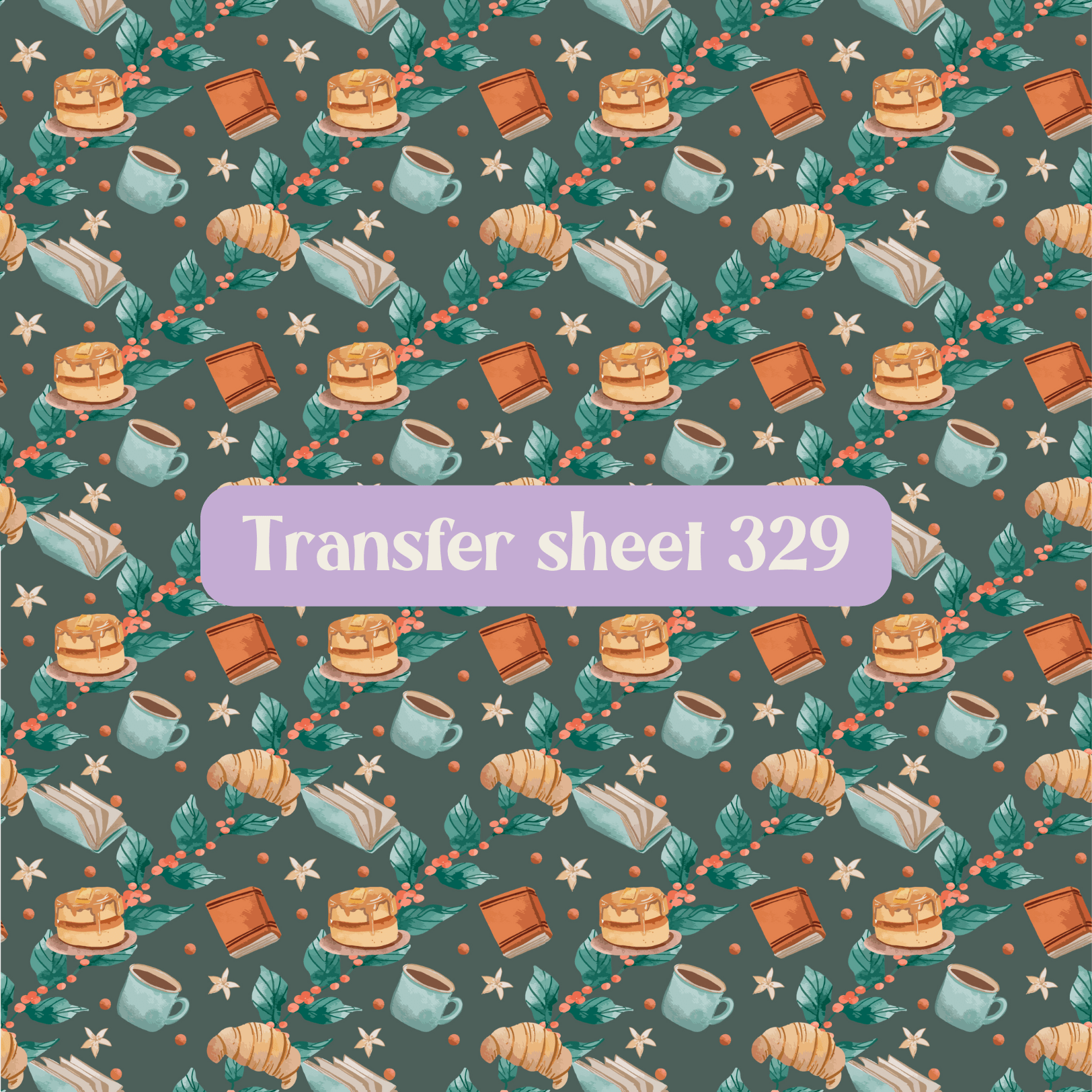 Transfer sheet 329 - Winter, hot drink, croissant, dark - Transfer paper - CLN Atelier