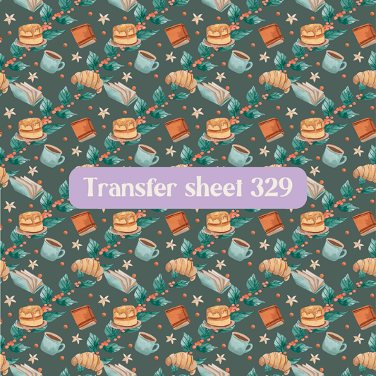 Transfer sheet 329 - Winter, hot drink, croissant, dark - Transfer paper - CLN Atelier
