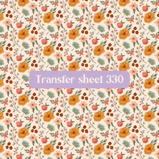 Transfer sheet 330 - Orange flowers - Transfer paper - CLN Atelier
