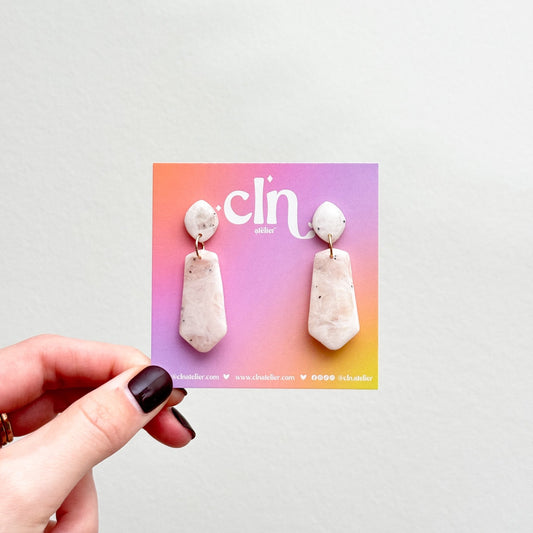 White faux stone dangles - Earrings - CLN Atelier