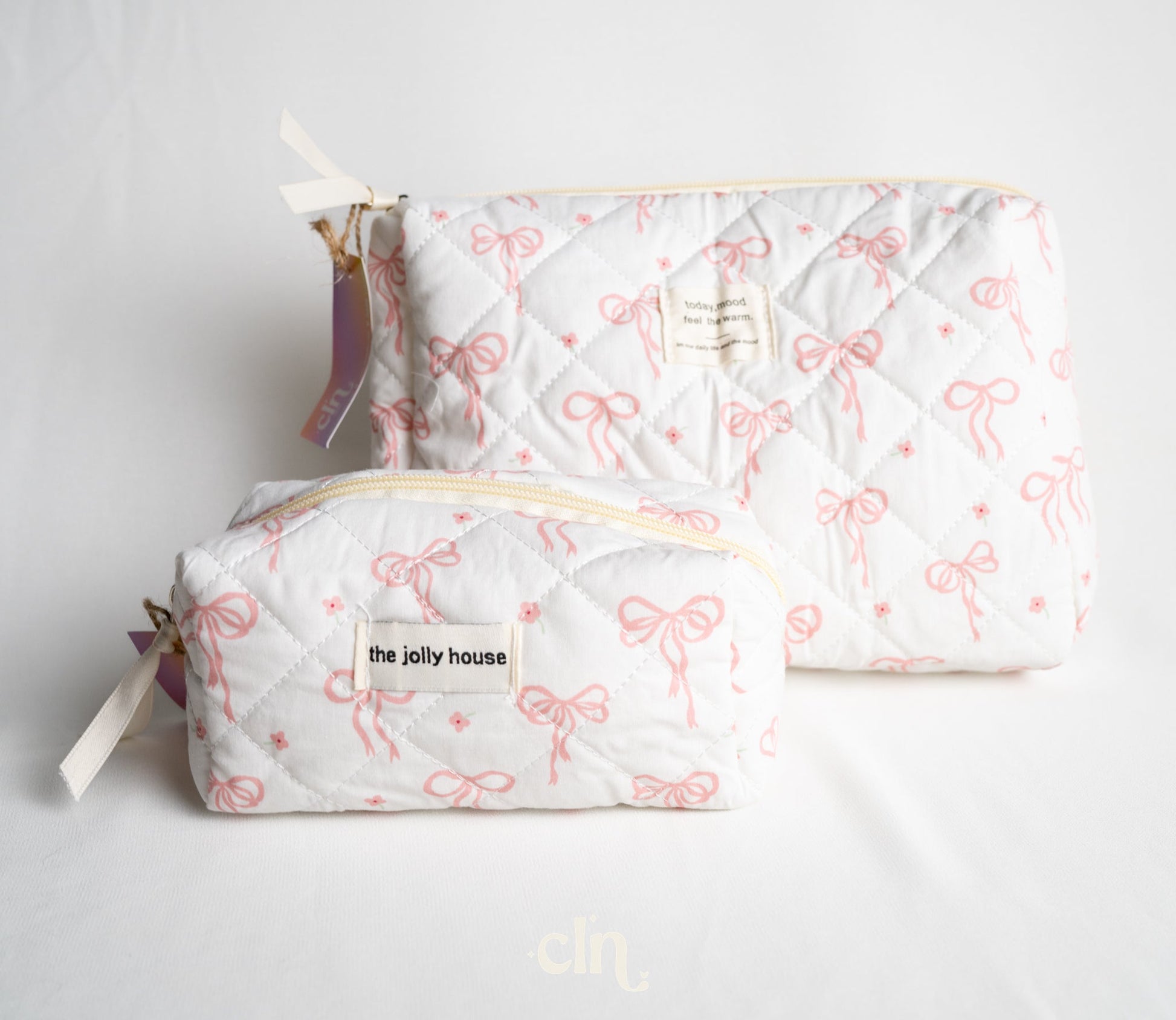 White make - up bag with bows (2 sizes) - Earrings - CLN Atelier