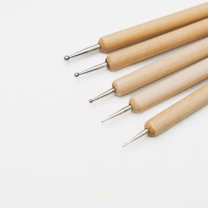 Wooden dotting tool with double tips - Curated tools - CLN Atelier