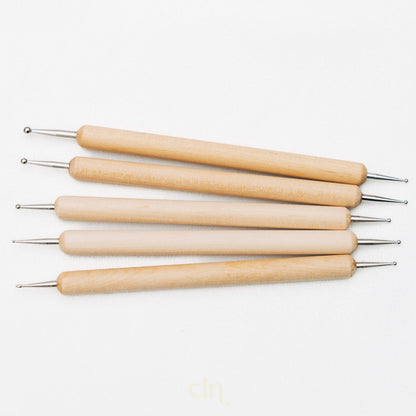 Wooden dotting tool with double tips - Curated tools - CLN Atelier