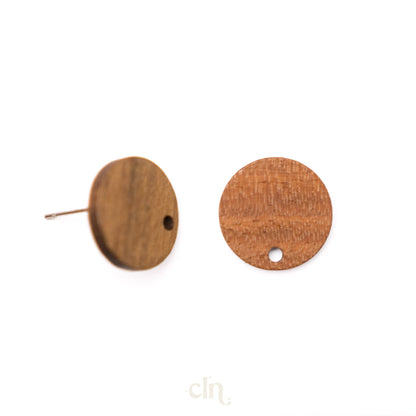 Wooden stud circle 15mm - Earring findings - CLN Atelier