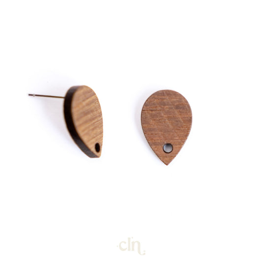 Wooden stud drop - Earring findings - CLN Atelier