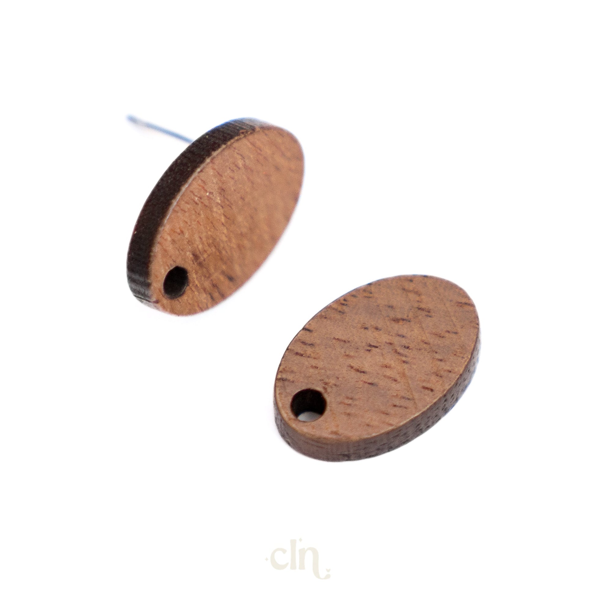 Wooden stud oval - Earring findings - CLN Atelier