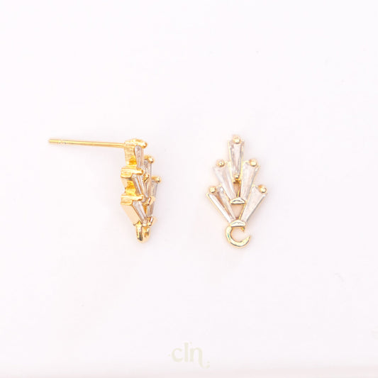 Zirconia 18K gold plated studs - Earring findings - CLN Atelier