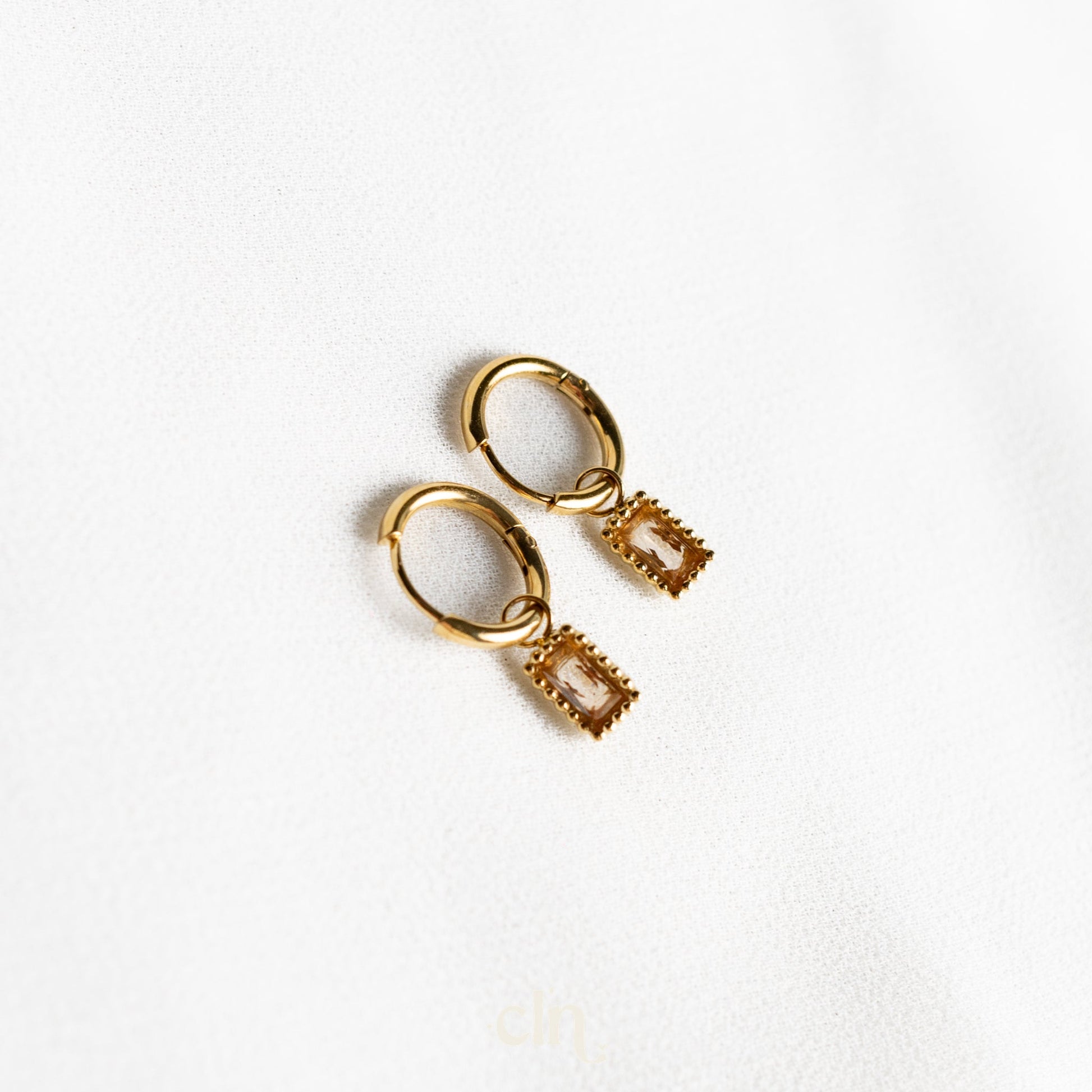 Zirconia hoops champagne - Earrings - CLN Atelier