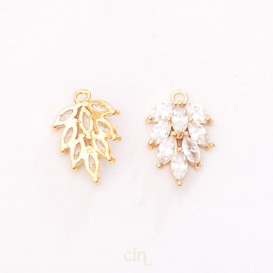 Zirconia leaf dangle 18K gold plated - CLN Atelier