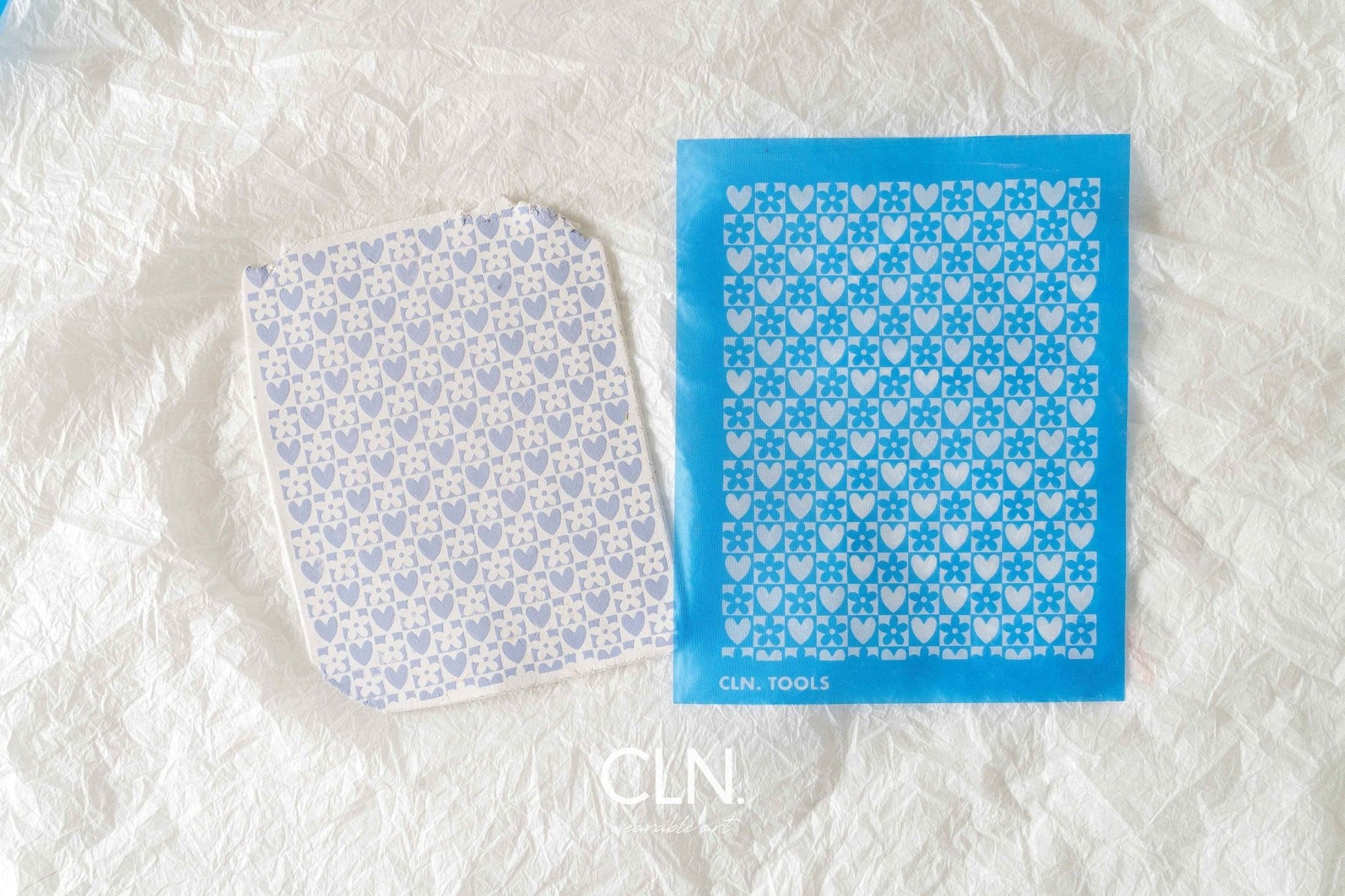 Checked Daisy and Hearts silk screen - Silk screen - CLN Atelier