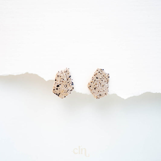 Faux Dalmatian Jasper geometric studs - Earrings - CLN Atelier