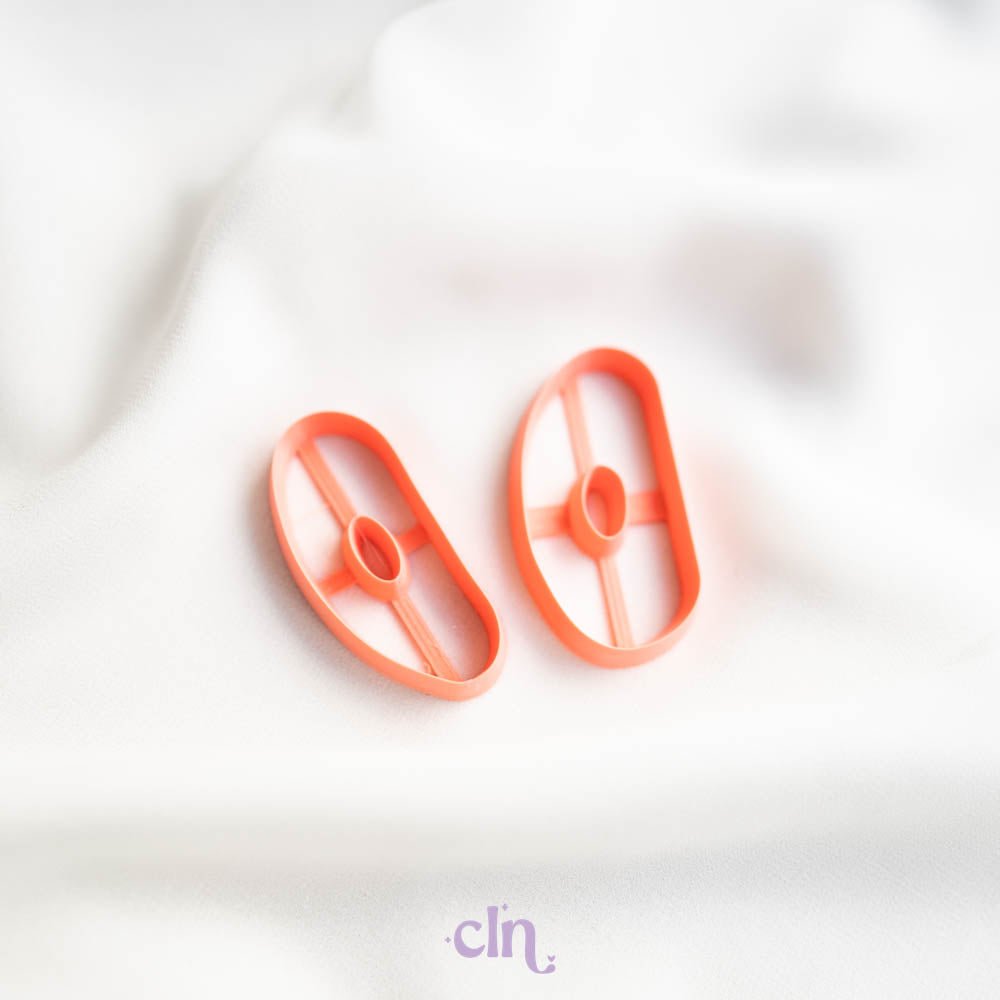 Long organic statement stud set of 2 - Cutter - CLN Atelier