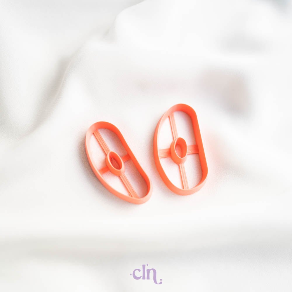 Long organic statement stud set of 2 - Cutter - CLN Atelier