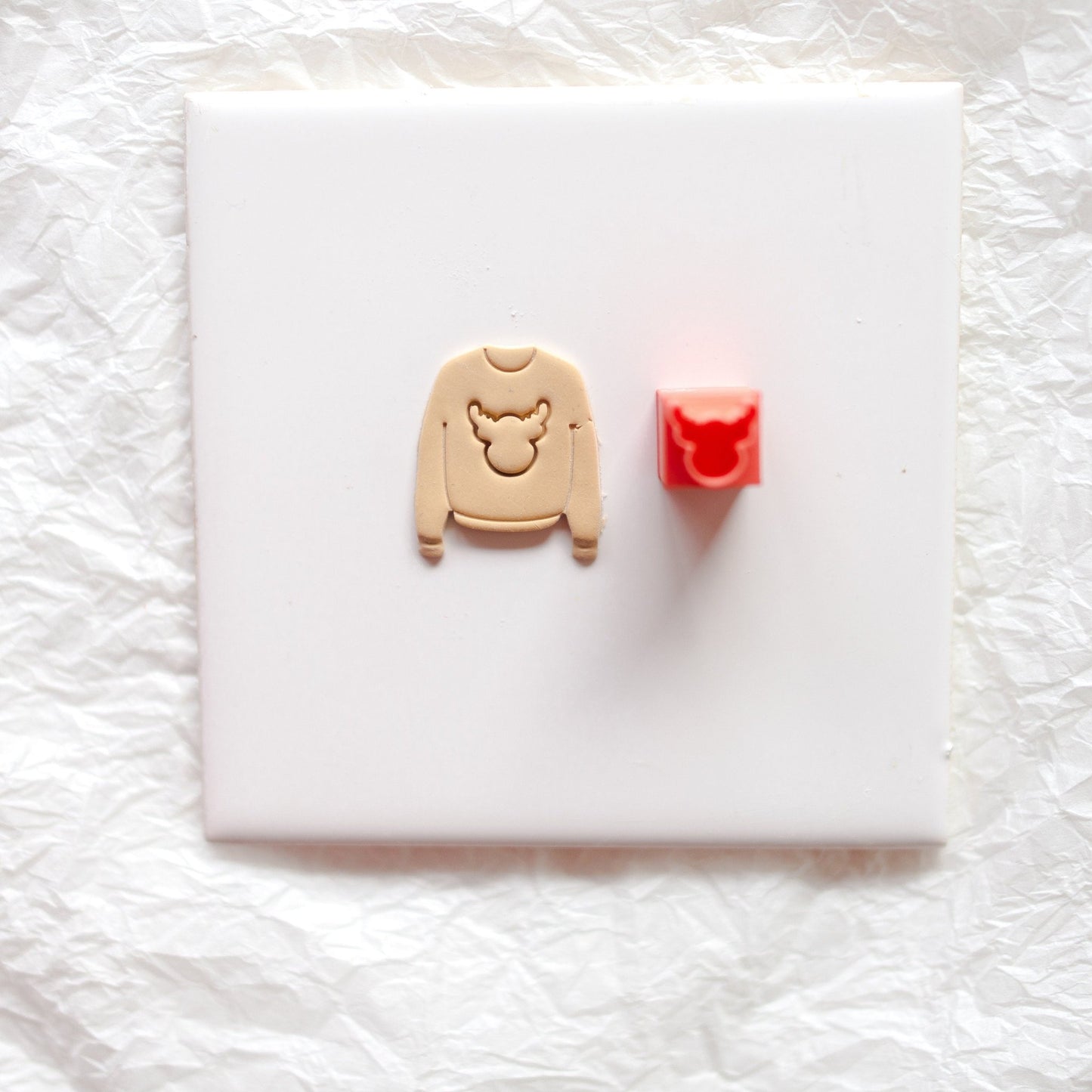 Reindeer Mini Stamp - clay stamp - CLN Atelier